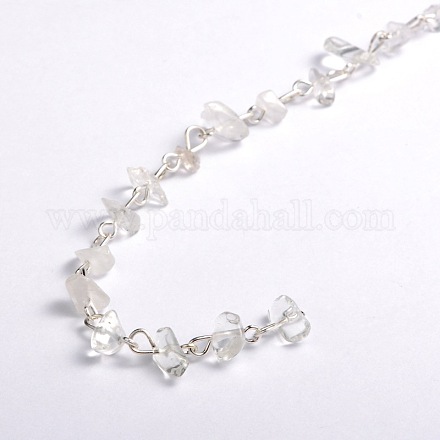 Chaînes de perles de copeaux de cristal naturel faits à la main pour la fabrication de bracelets de colliers AJEW-JB00043-06-1
