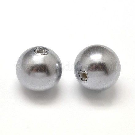 Half Drilled Round Shell Pearl Beads BSHE-M002-8mm-01-1