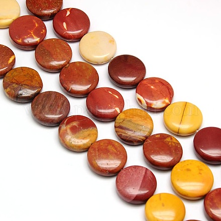 Natural Flat Round Mookaite Beads Strands G-L246-15-1