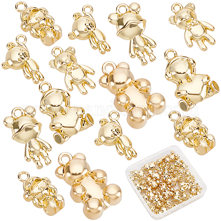 SUNNYCLUE 1 Box 48Pcs 6 Styles Plating Alloy Bear Charms Gold Cartoon Bear Pendant Animal Dangles for Jewellery Making Charms Keychain Earring Findings Bracelet Necklace Supplies Adult Women FIND-SC0002-33-1