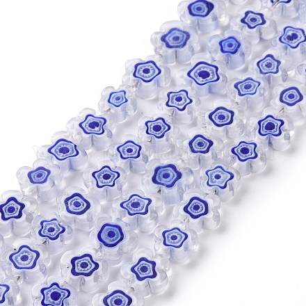 Chapelets de perle de millefiori en verre manuelles LAMP-J035-10mm-55-1