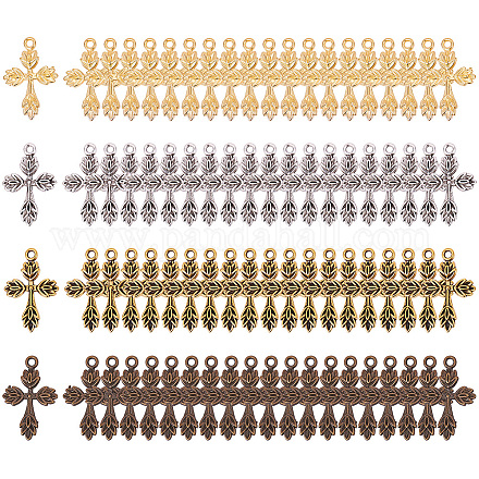SUNNYCLUE 80Pcs 4 Color Cross Charms Pendants Alloy Tibetan Style Jewelry Findings Making Accessory Mixed for DIY Necklace Bracelet Crafting DIY-SC0006-89-1