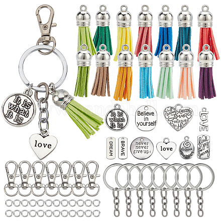  Key Chain Rings Keychain Making Kit Key Chain Tassel Set with  Tassels Pendants for DIY Key Rings Projects and Crafts