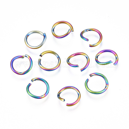 Ion Plating(IP) Rainbow Color 304 Stainless Steel Open Jump Rings STAS-N098-062B-01-1