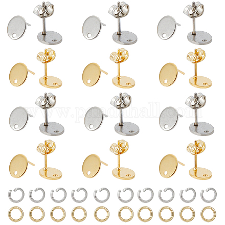 Sunnyclue 60 pièces 2 couleurs 201 boucles d'oreilles en acier inoxydable avec trou DIY-SC0023-54-1