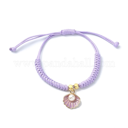 Bracelets pendentif en alliage d'émail en forme de coquille avec perle d'imitation en plastique abs BJEW-JB09882-01-1
