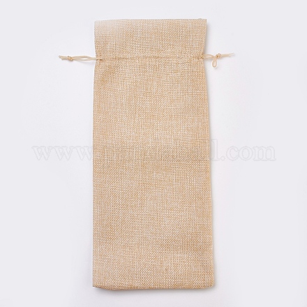 模造黄麻布の袋  ボトルバッグ  巾着袋  ビスク  34~35x14~15cm ABAG-WH0012-A01-1