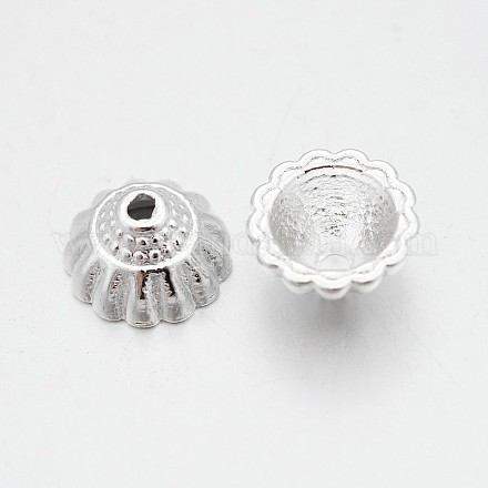 チベット風合金ビーズキャップ  鉛フリー及びカドミウムフリー  銀  10x5.5mm  穴：1.5mm K0PBB021-1