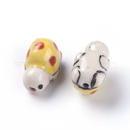 Perles de porcelaine imprimées manuelles PORC-E015-08A-1