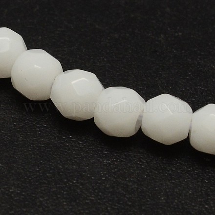 Faceted Round Opaque Glass Beads Strands G-K086-F4mm-1