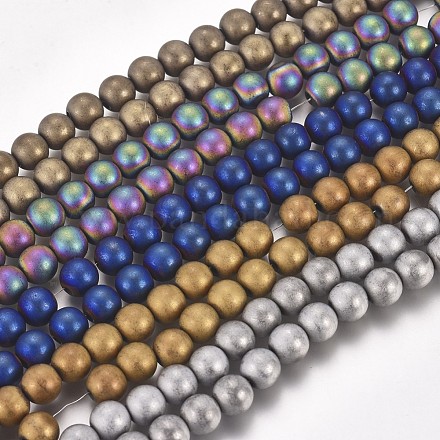 Fili di perle di ematite sintetica magnetica con placcatura sottovuoto G-I276-02-6mm-1