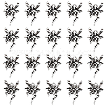 サニークルー80ピースチベットスタイルアロイペンダント  天使  アンティークシルバー  22.5x15x2.5mm  穴：1.5mm FIND-SC0007-48-1