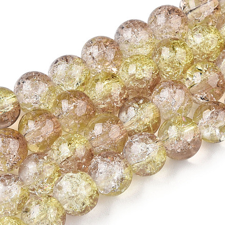 Spray Painted Crackle Glass Beads Strands CCG-Q002-8mm-05-1