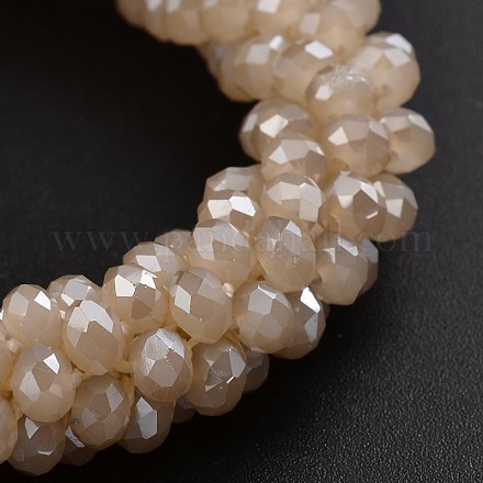 Faceted Rondelle Electroplate Imitation Jade Glass Beaded Jewelry Making for Bracelets BJEW-L517-C03-1