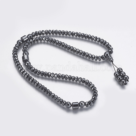 Non-magnetic Synthetic Hematite Mala Beads Necklaces NJEW-K096-11C-1