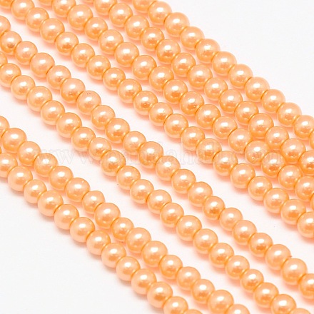 Umweltfreundliche runde Perlenstränge aus gefärbtem Glasperlen HY-A002-4mm-RB047-1