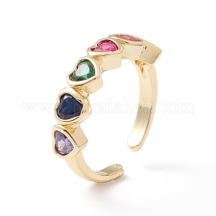 Красочное кольцо-манжета с сердцем из кубического циркония KK-D067-30G-RS-1