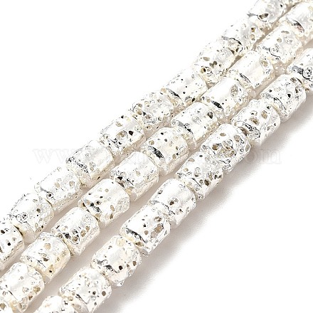 Electroplated Natural Lava Rock Beads Strands G-G984-04S-1