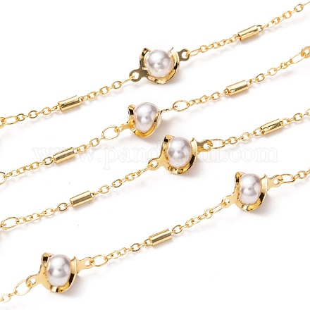3.28 Fuß handgefertigte Perlenketten aus Messing X-CHC-I036-28G-1