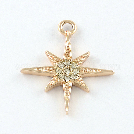 Light Gold Plated Alloy Rhinestone Star Pendants ALRI-Q225-19-1