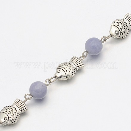 Handmade Tibetan Style Fish Pendant Chains for Necklaces Bracelets Making AJEW-JB00093-06-1