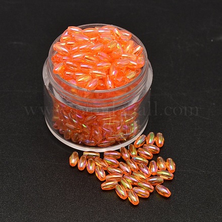 AB Color Plated Rice Electroplated Eco-Friendly Transparent Acrylic Beads PACR-I002-16-1