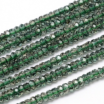 Perles de quartz vert piézoélectrique de culture rondelle facettée G-I141-3x5-05S-AA-1