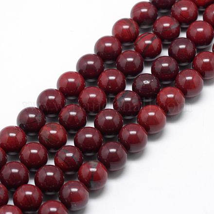 Jaspe rouge naturel ronde perles brins G-E334-12mm-01-1