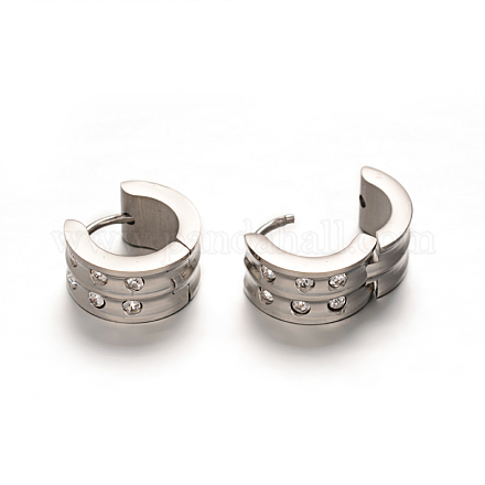 304 Stainless Steel Rhinestone Hoop Earrings EJEW-E180-76P-1