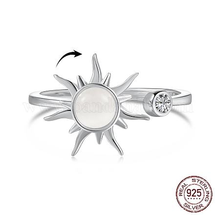 925 anello aperto per dito in argento sterling rodiato RJEW-A019-49P-1