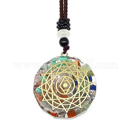 Ожерелья с подвесками из смешанных камней оргонит-чакра из натуральных и синтетических камней PZ4674-09-1