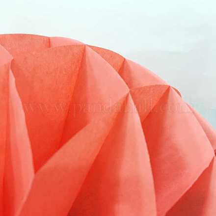 ペーパーハニカムボール  提灯  結婚式＆誕生日パーティーデコレーション用  レッドオレンジ  25cm AJEW-WH0003-25cm-09-1