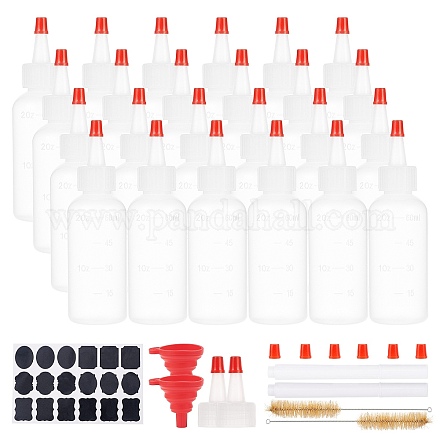 プラスチック目盛りスクイズボトル  赤い先端キャップ付き  ケチャップ用の丈夫な噴出ボトル  ソース  シロップ  ドレッシング  アート＆クラフト  ホワイト  3.6x9.2cm  容量：60ミリリットル AJEW-BC0001-03B-1