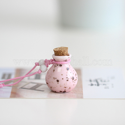 Collar con colgante de botella de perfume de cerámica con cordón de nailon trenzado BOTT-PW0001-121D-1