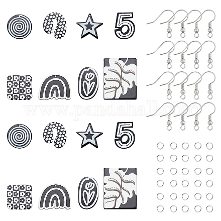 Sunnyclue kit fai da te per la creazione di orecchini pendenti in bianco e nero DIY-SC0016-78-1