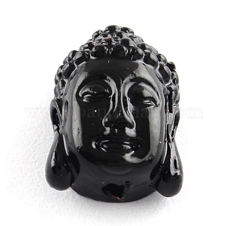Perles de corail synthétiques teintes tête de Bouddha X-CORA-R011-15A-1
