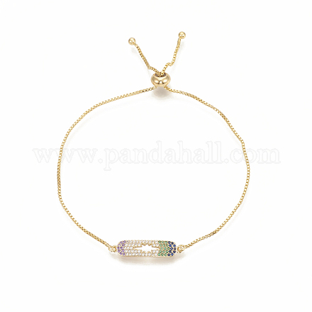 Adjustable Brass Micro Pave Cubic Zirconia Bolo Bracelets BJEW-R305-01A-1