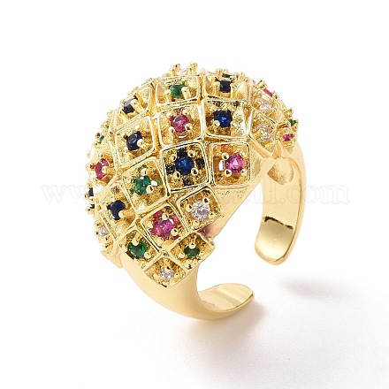 Красочное кольцо-манжета с куполом из кубического циркония RJEW-G270-05G-1