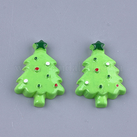 樹脂カボション  クリスマスツリー  ライムグリーン  27.5~28x19.5~20x5.5mm CRES-S304-093-1
