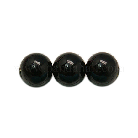 Cuentas sintéticas piedras negras hebras X-G-H1628-12mm-1-1