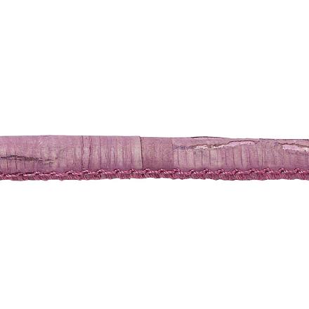 天然石竹繊維模造レザーコード  綿のコア  フラミンゴ  6x5ミリメートル  100 M /バンドル LC-K007-03P-1