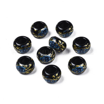 Undurchsichtige Unterlegscheibe-Perlen aus Acryl mit Blumendruck SACR-S305-27-D01-1