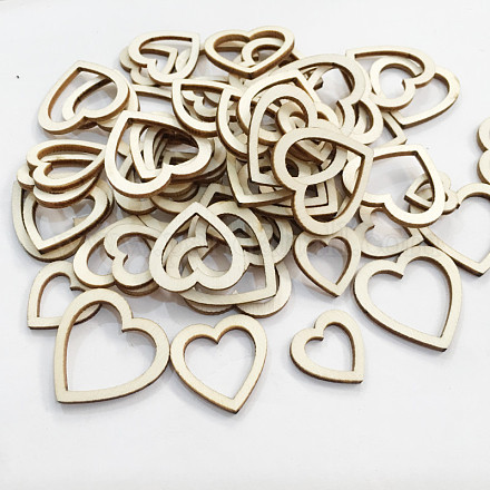 Unfinished Wood Heart Shape Discs Slices WOCR-PW0001-014A-1