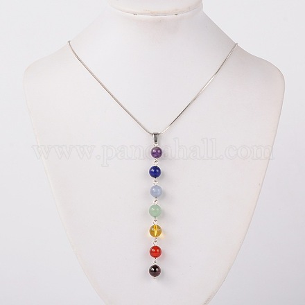 Natural Gemstone Pendant Necklaces NJEW-JN00938-1