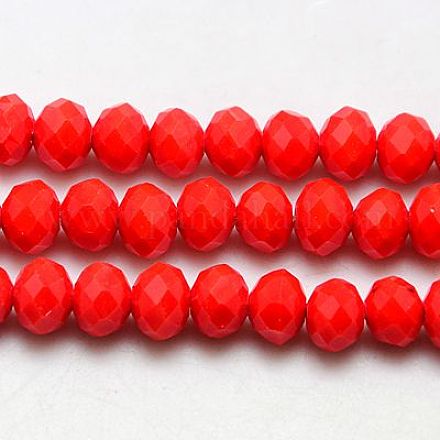 Red Imitation Jade Glass Faceted Rondelle Bead Strands X-GLAA-F001-3x2mm-04-1
