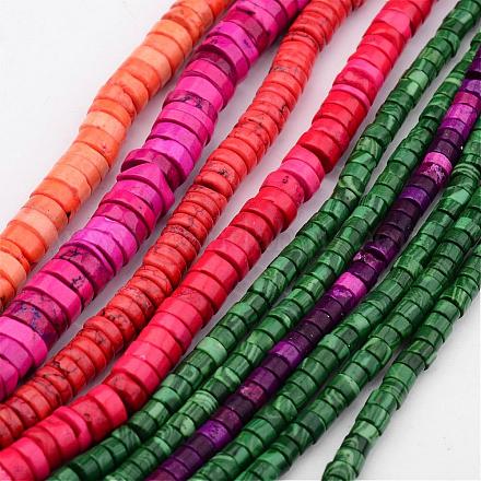 Natural Howlite and Synthetic Malachite Beads Strands G-F320-02-1