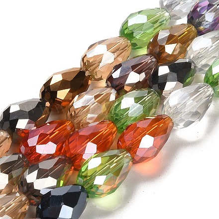 Brins de perles de verre en forme de larme à facettes GS053-AB-1