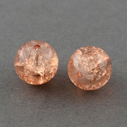 1 Strand Light Salmon Transparent Crackle Glass Round Beads Strands X-CCG-Q001-12mm-05-1