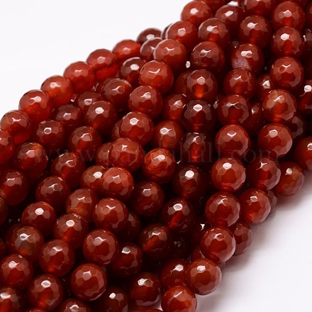 Dyed Natural Agate Faceted Round Beads Strands G-E320B-8mm-08-1