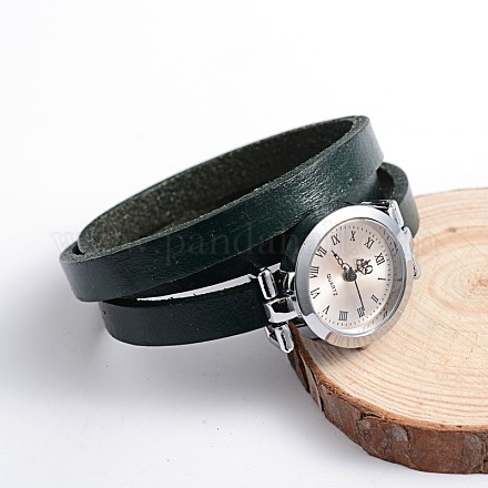 3-Loop Wrap Leather Watch Bracelets BJEW-O106-01E-1